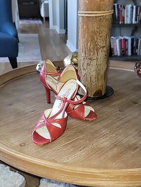 Argentine Tango Shoes-  Red Strappy High-Heel Sandals